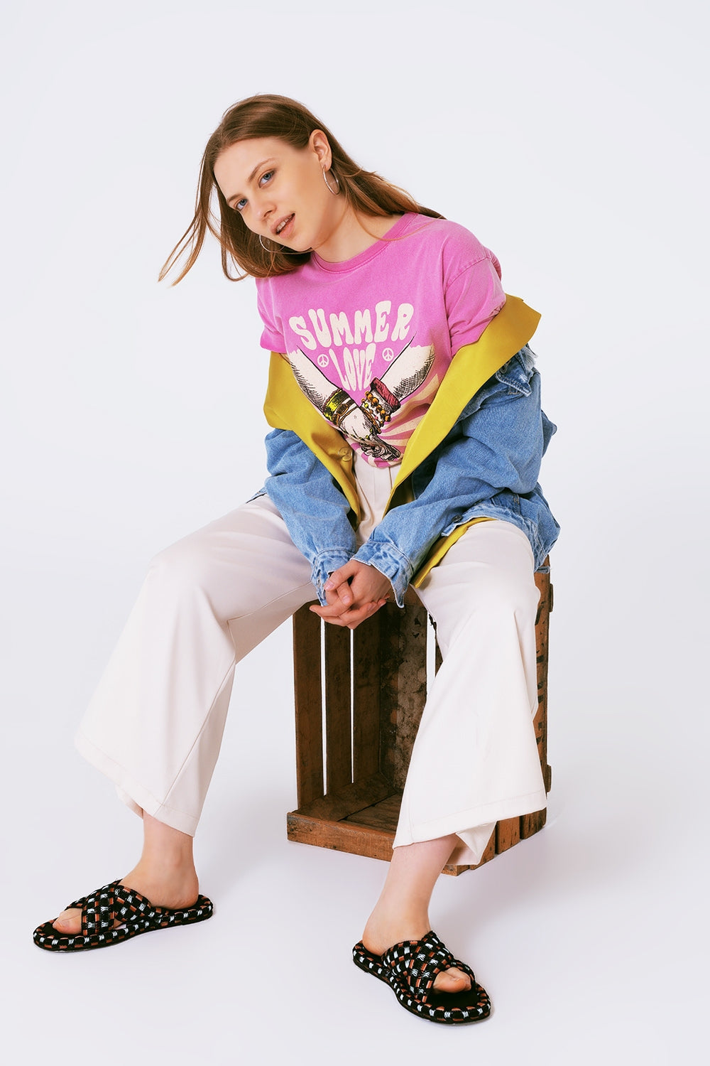 Dolores Summer Love Graphic Tee in Pink