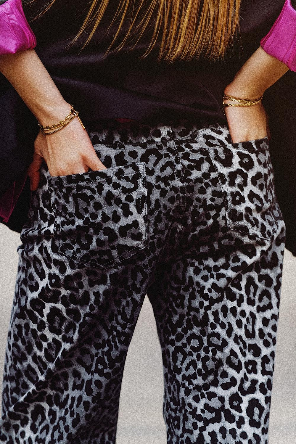 Roxanne Grey Leopard Print Pants