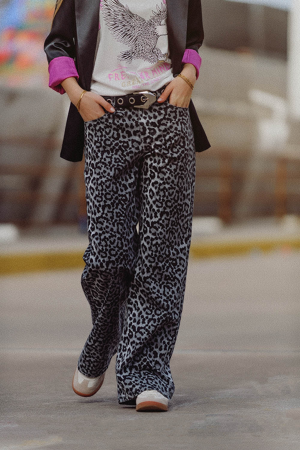 Roxanne Grey Leopard Print Pants
