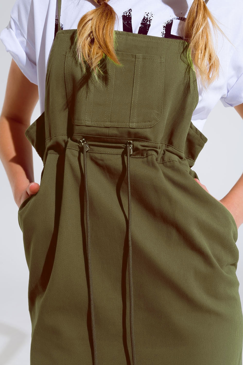 Judy Khaki Overall Dress