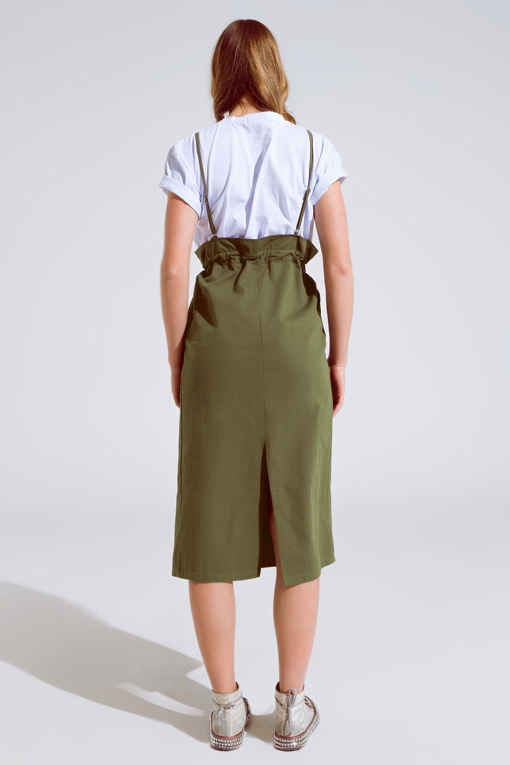 Judy Khaki Overall Dress