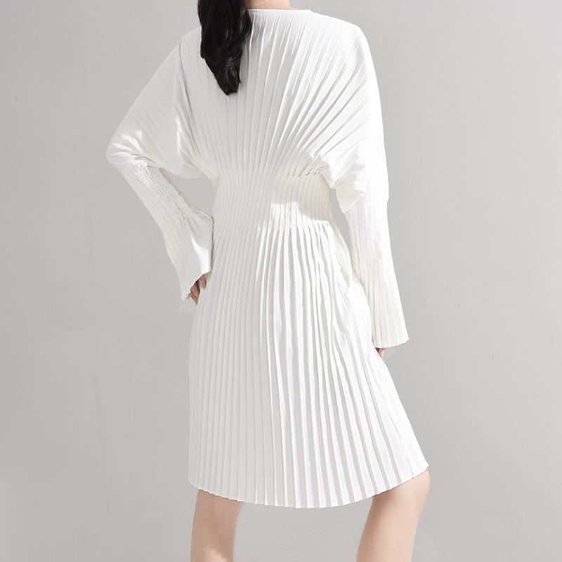 Sakiya Pleated Long Sleeve Shirt Dress