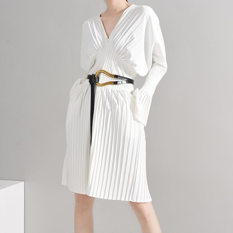 Sakiya Pleated Long Sleeve Shirt Dress