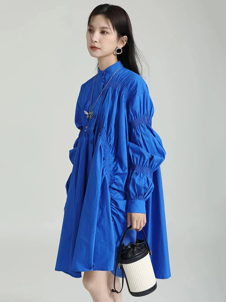 Hotaru Long Sleeve Pleated Shirt Dress