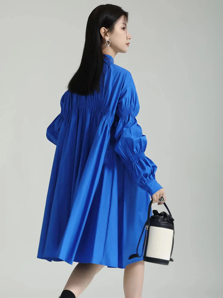 Hotaru Long Sleeve Pleated Shirt Dress