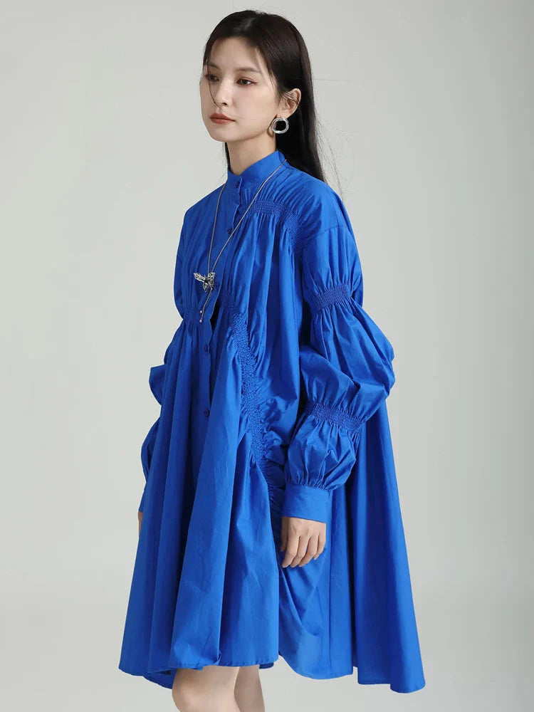 Hotaru Long Sleeve Pleated Shirt Dress