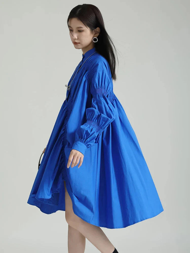 Hotaru Long Sleeve Pleated Shirt Dress