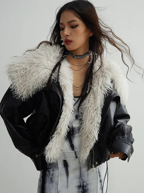 Janice Vegan Leather Faux Fur Jacket