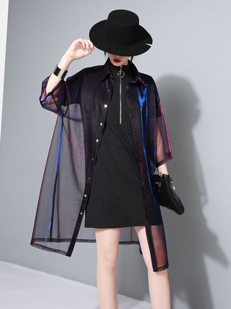 Reece Sheer Shimmer Shirt Dress