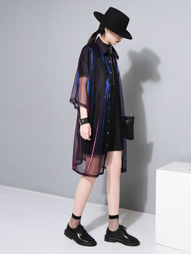 Reece Sheer Shimmer Shirt Dress