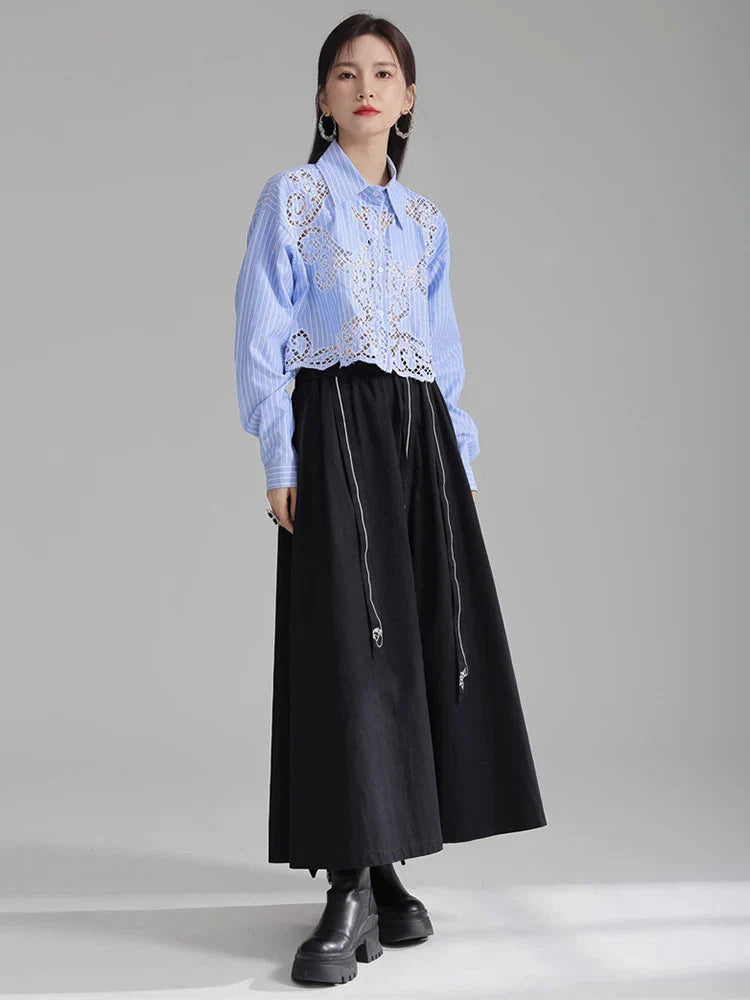 Amy Cropped Lace Button Up Top