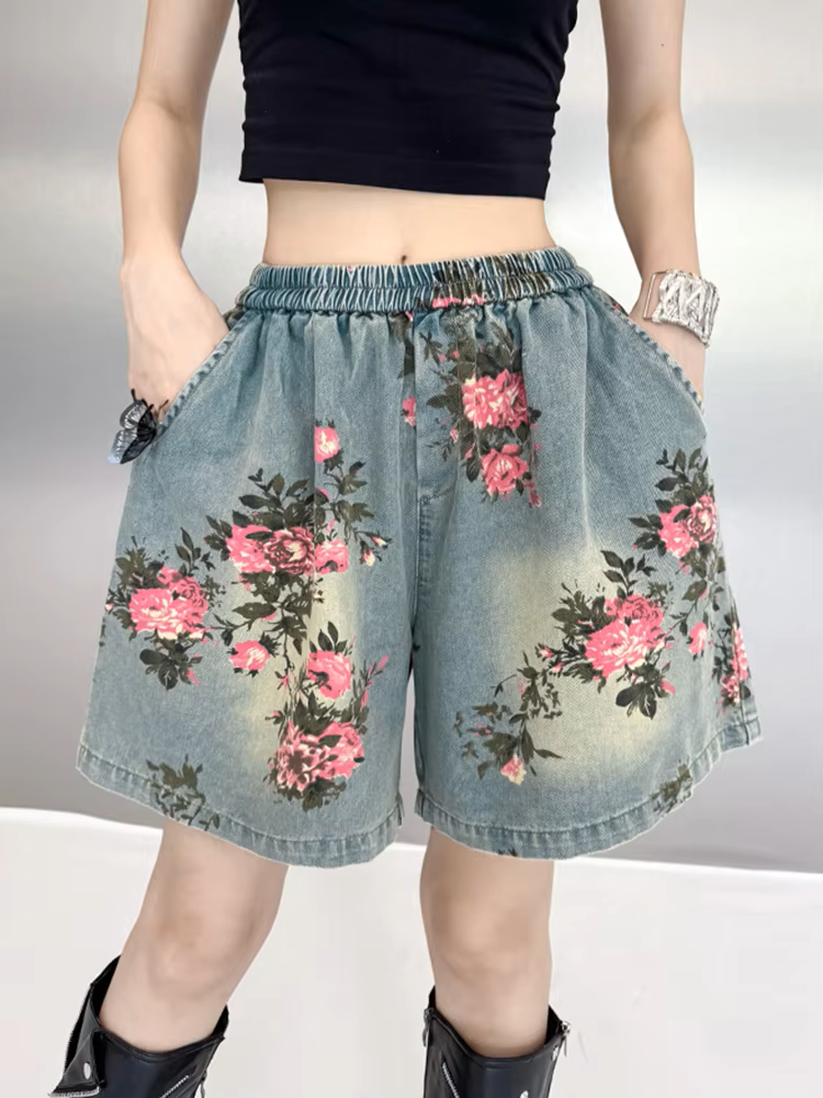Rosette Rose Denim Shorts