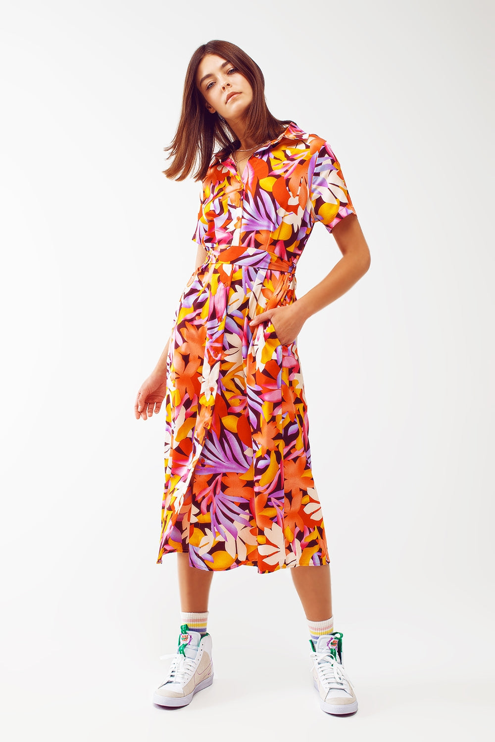Nella Midi Floral Print Dress