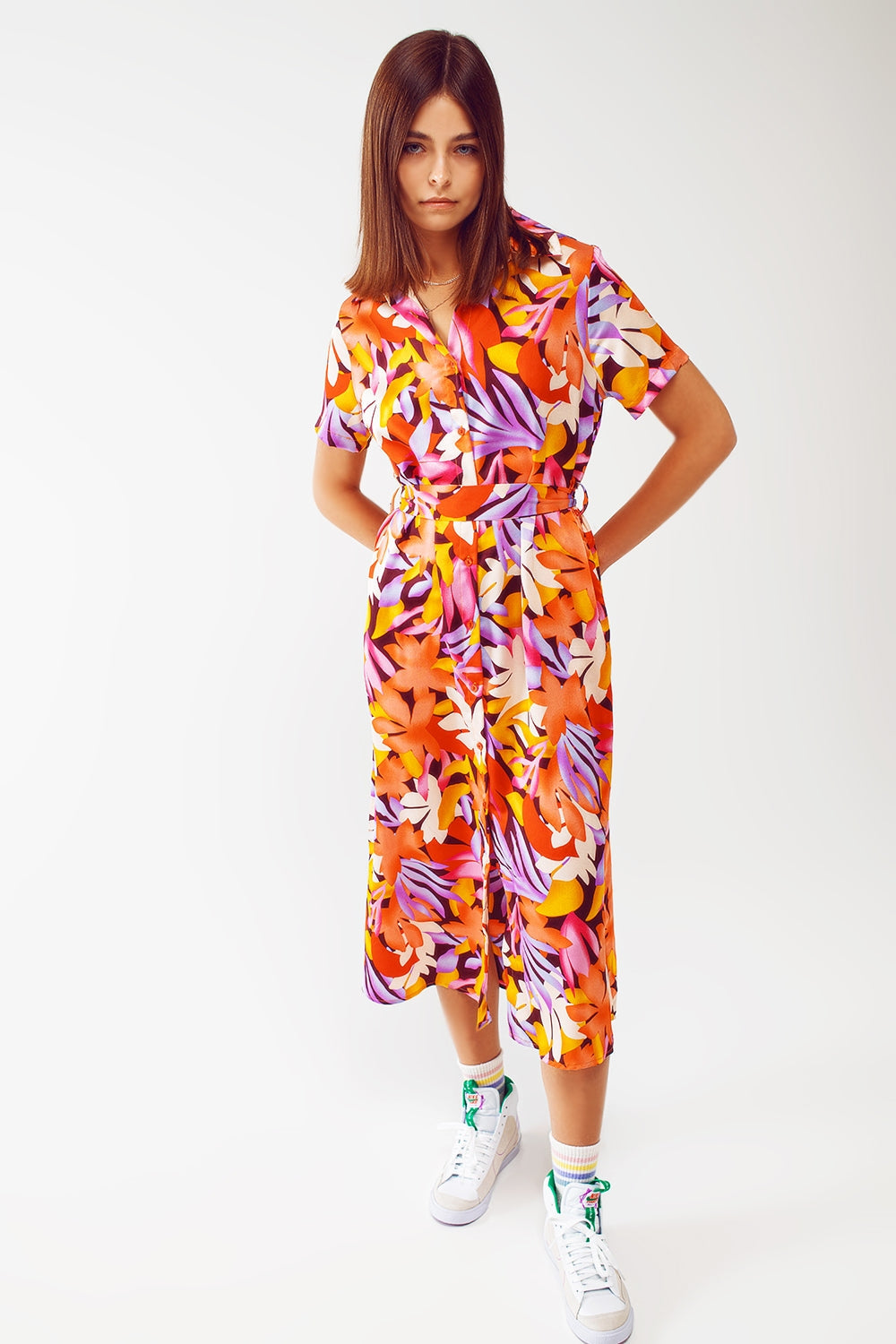 Nella Midi Floral Print Dress