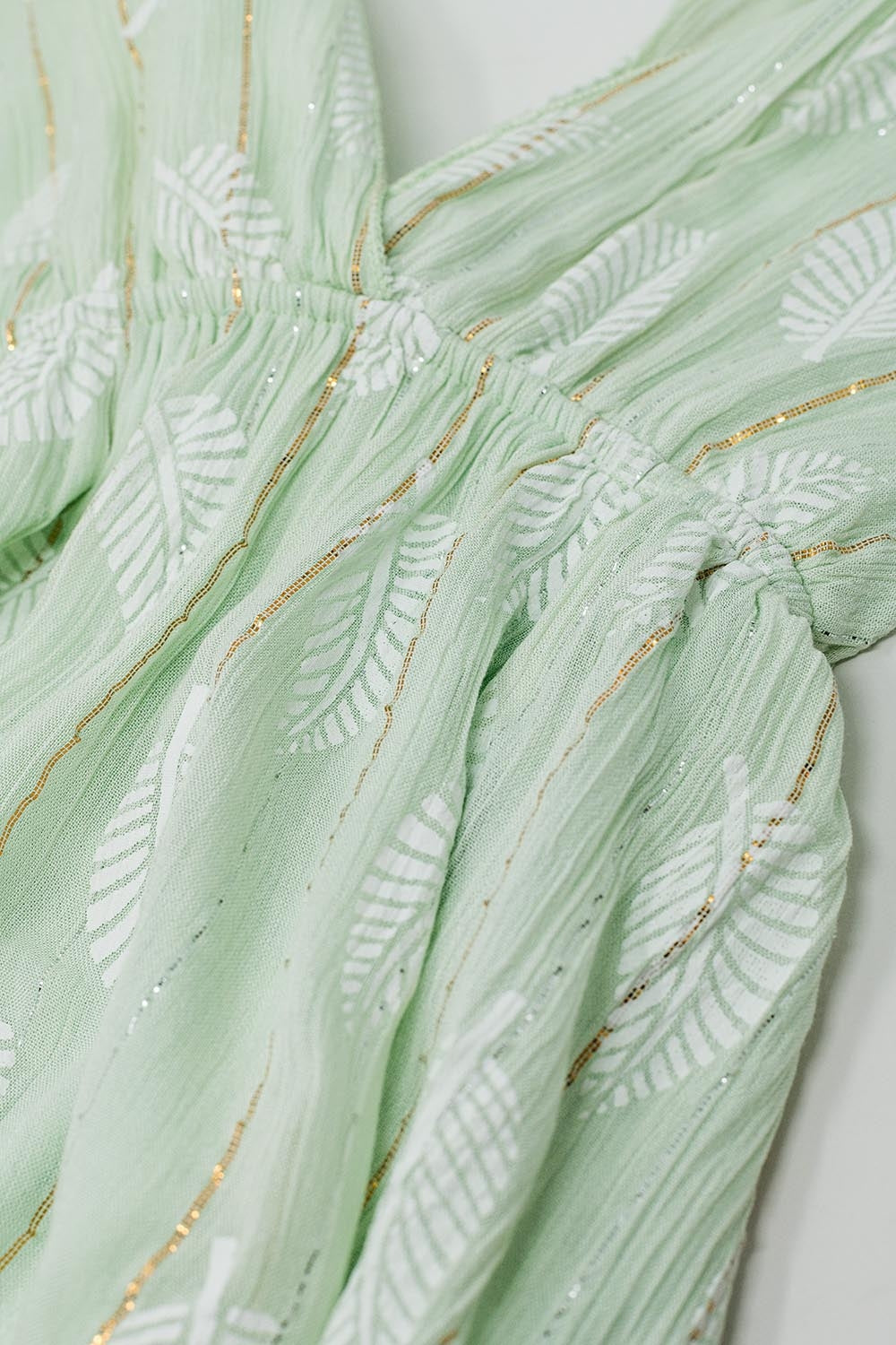 Antigone Halter Dress in Mint Leaf Print