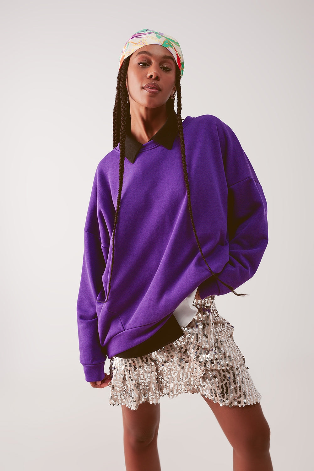 Janelle Oversized Sweatshirt in Purple