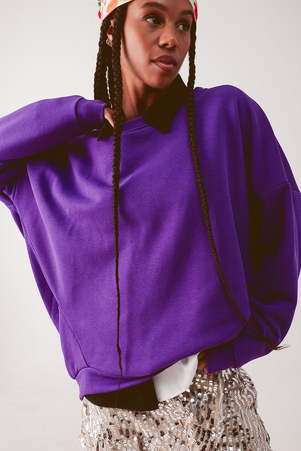 Janelle Oversized Sweatshirt in Purple