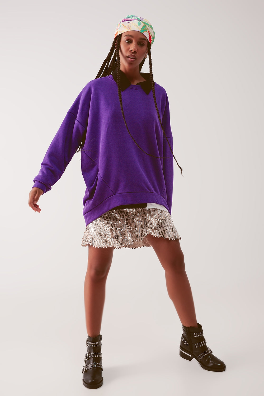 Janelle Oversized Sweatshirt in Purple