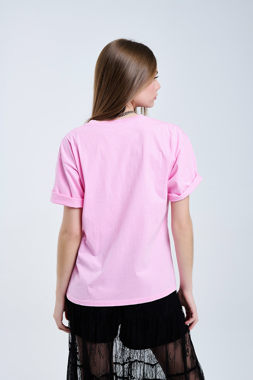 Rebel Lips Graphic Tee in Pink