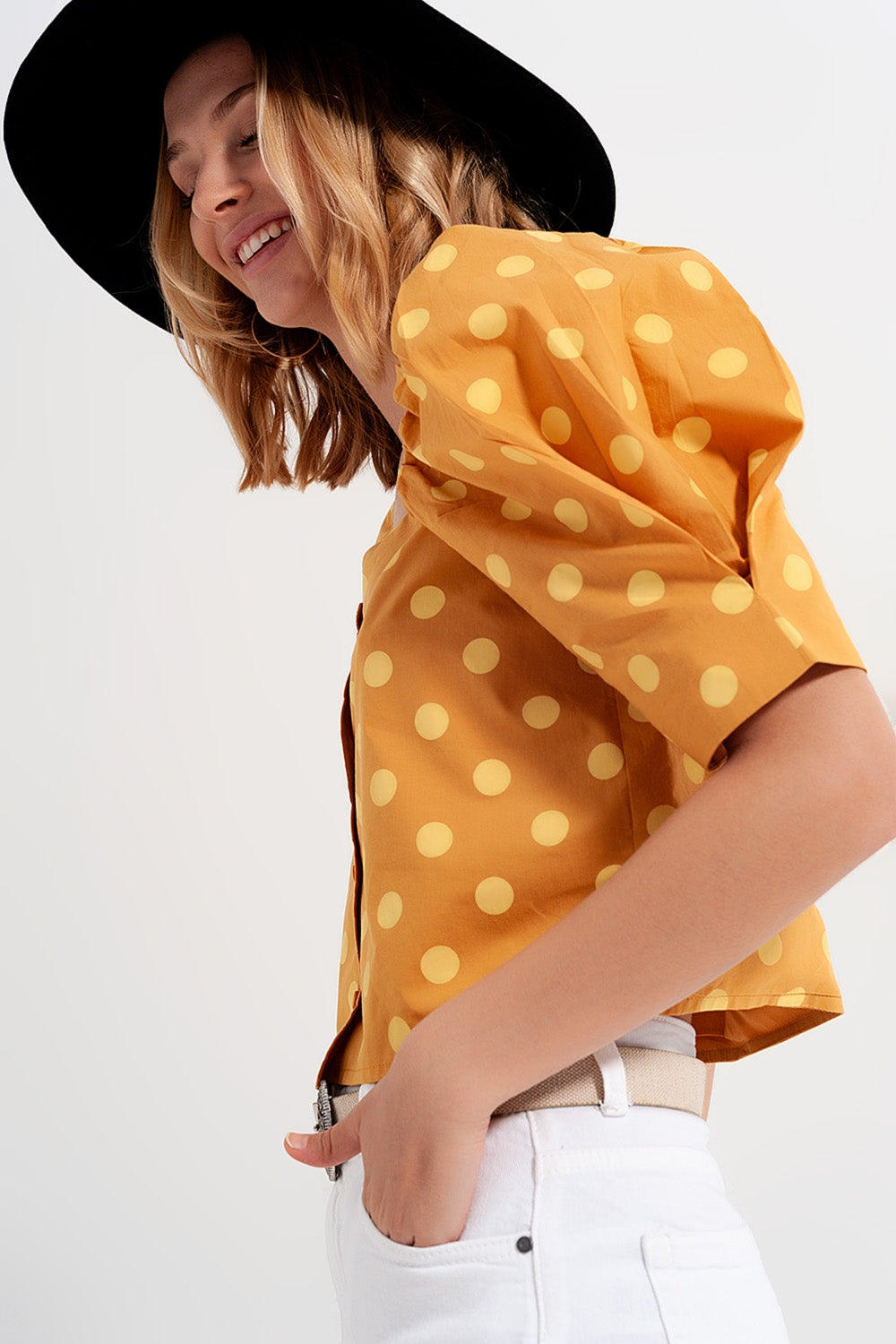 Wynne Puff Sleeve Polka Dot Top