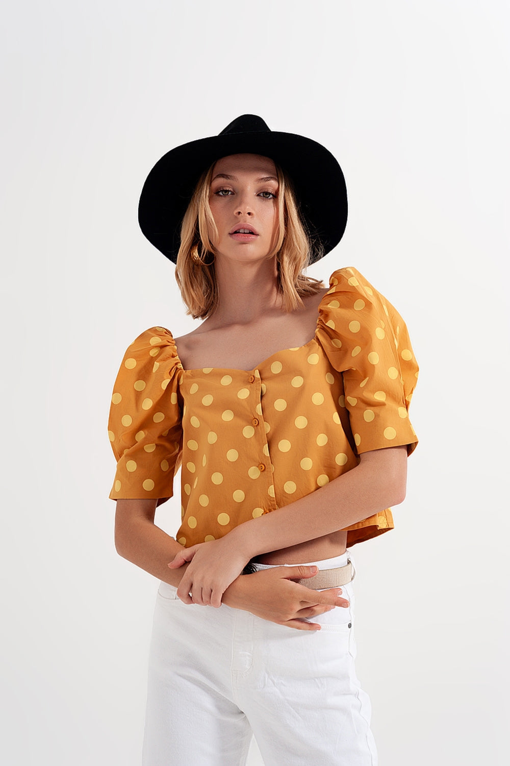 Wynne Puff Sleeve Polka Dot Top