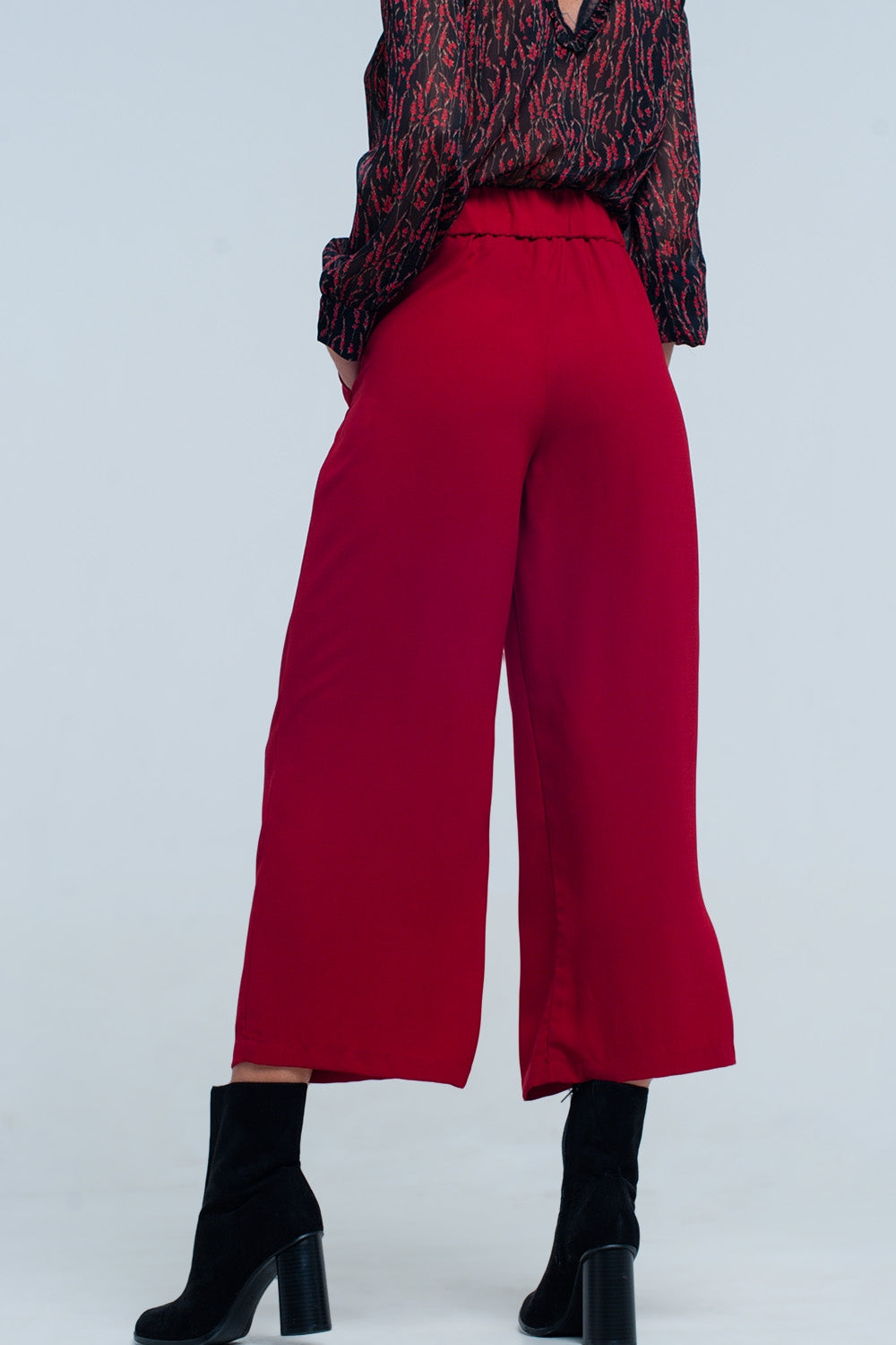 Izel Wide-Leg Culottes in Red