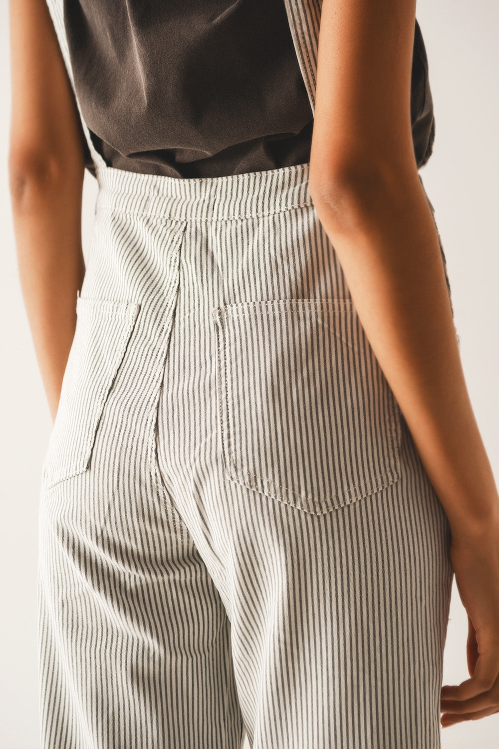 Sadie Grey Striped Overalls
