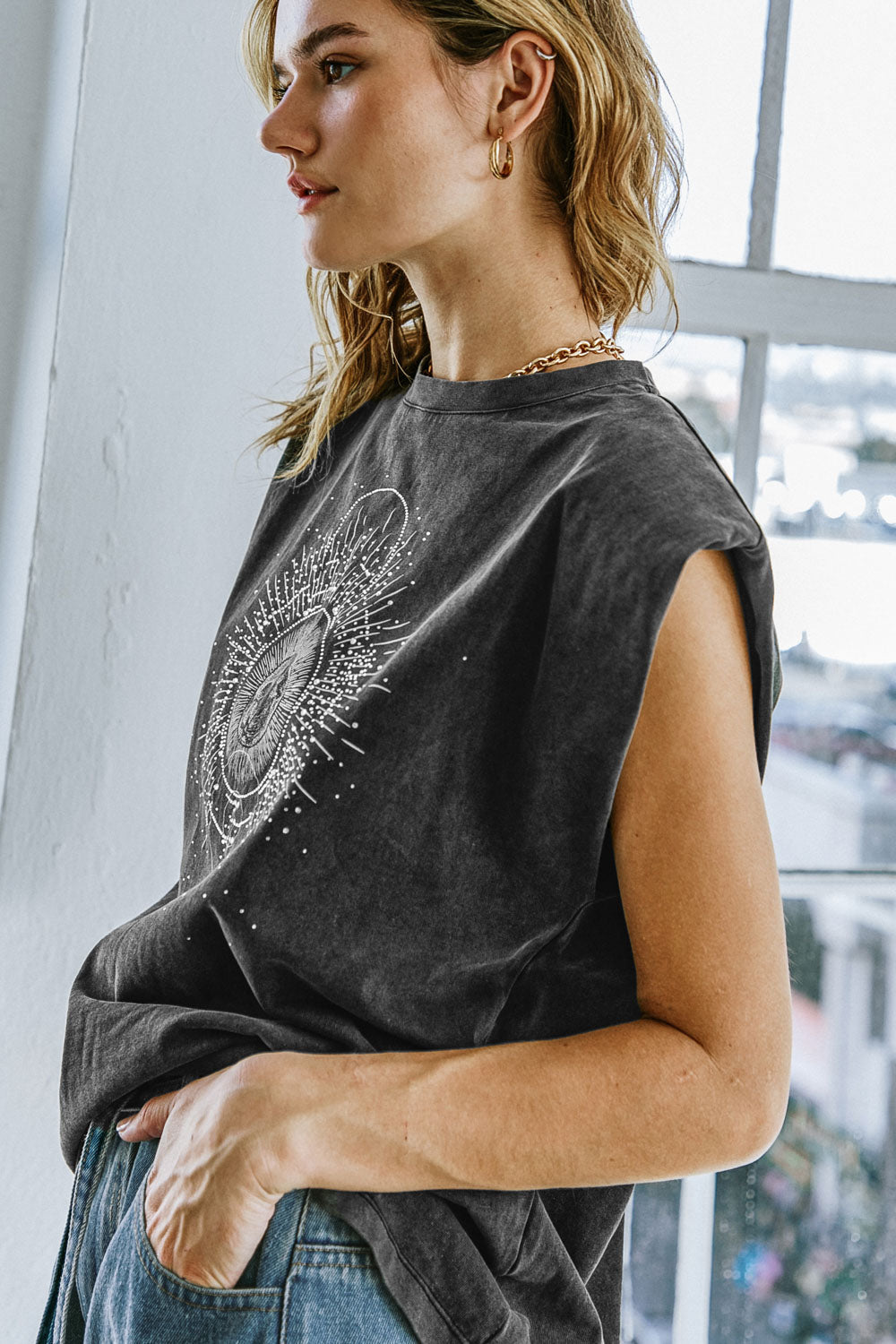 Selene Bold Shoulder Graphic Tee