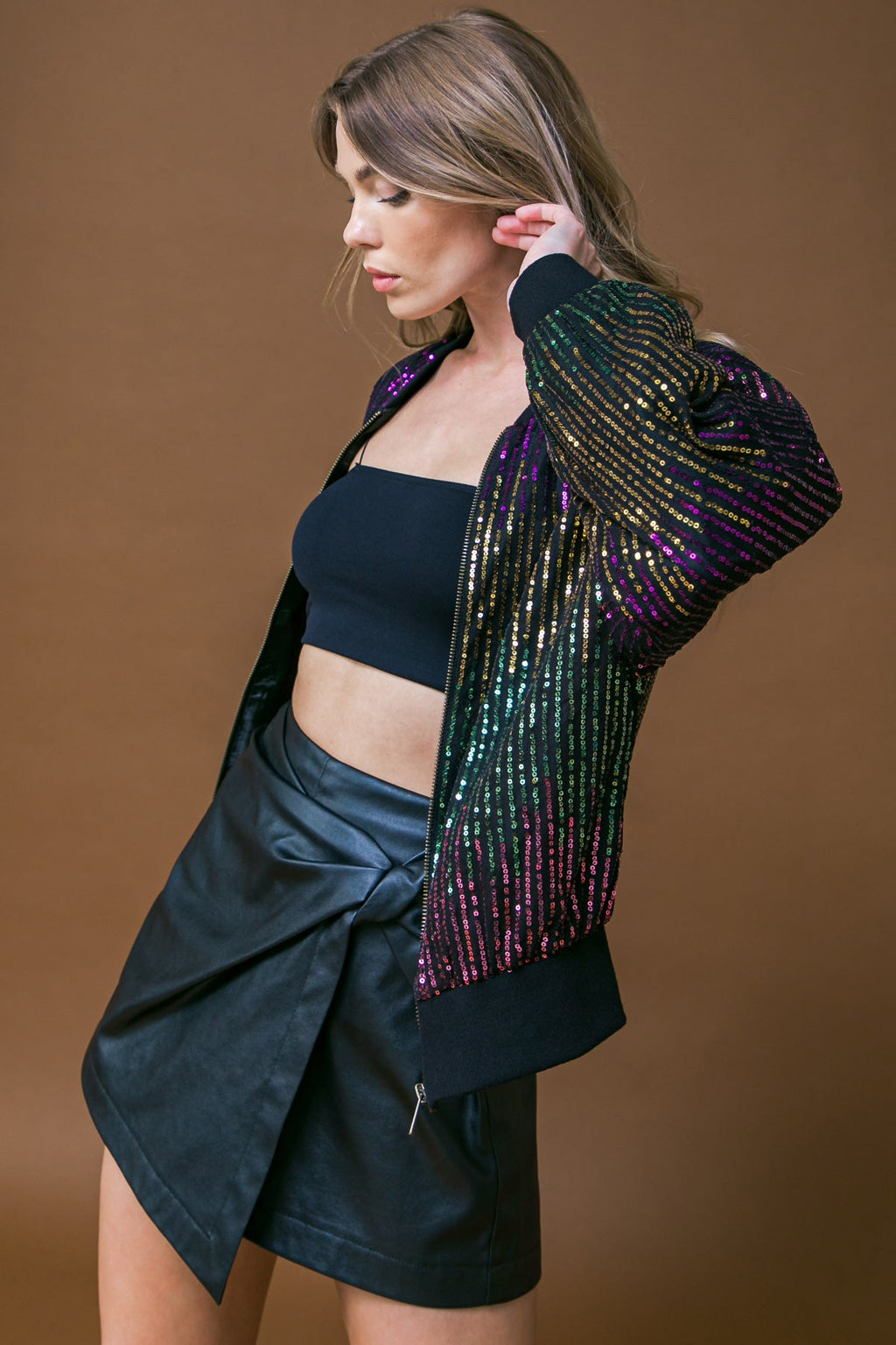 Everly Sequin Bomber Jacket