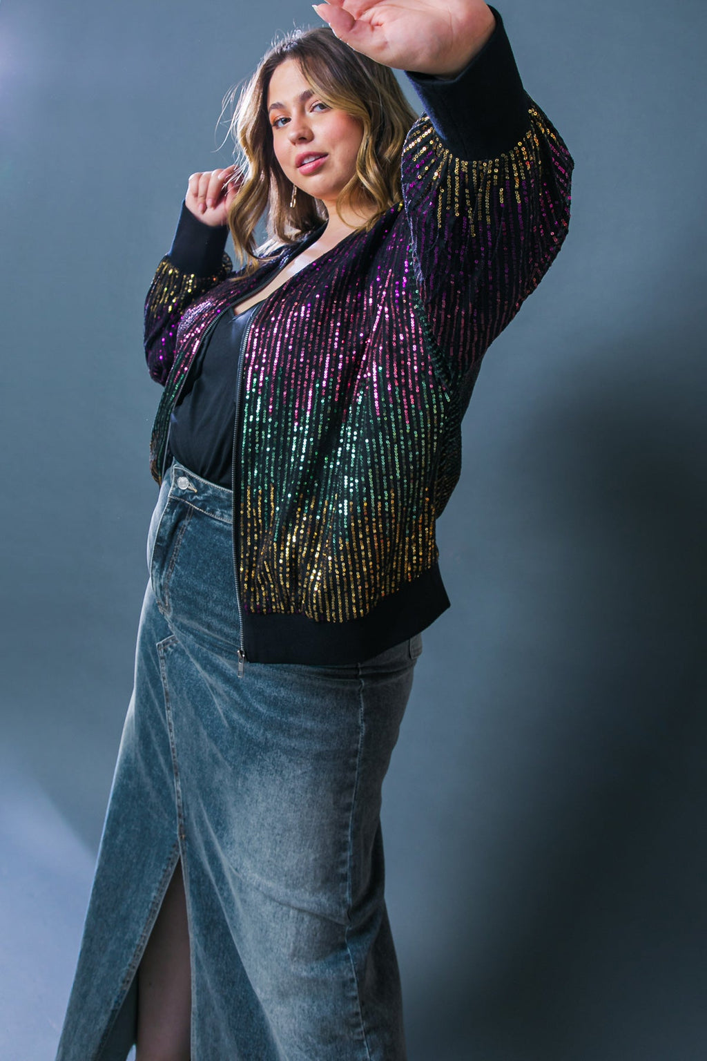 Everly Sequin Bomber Jacket