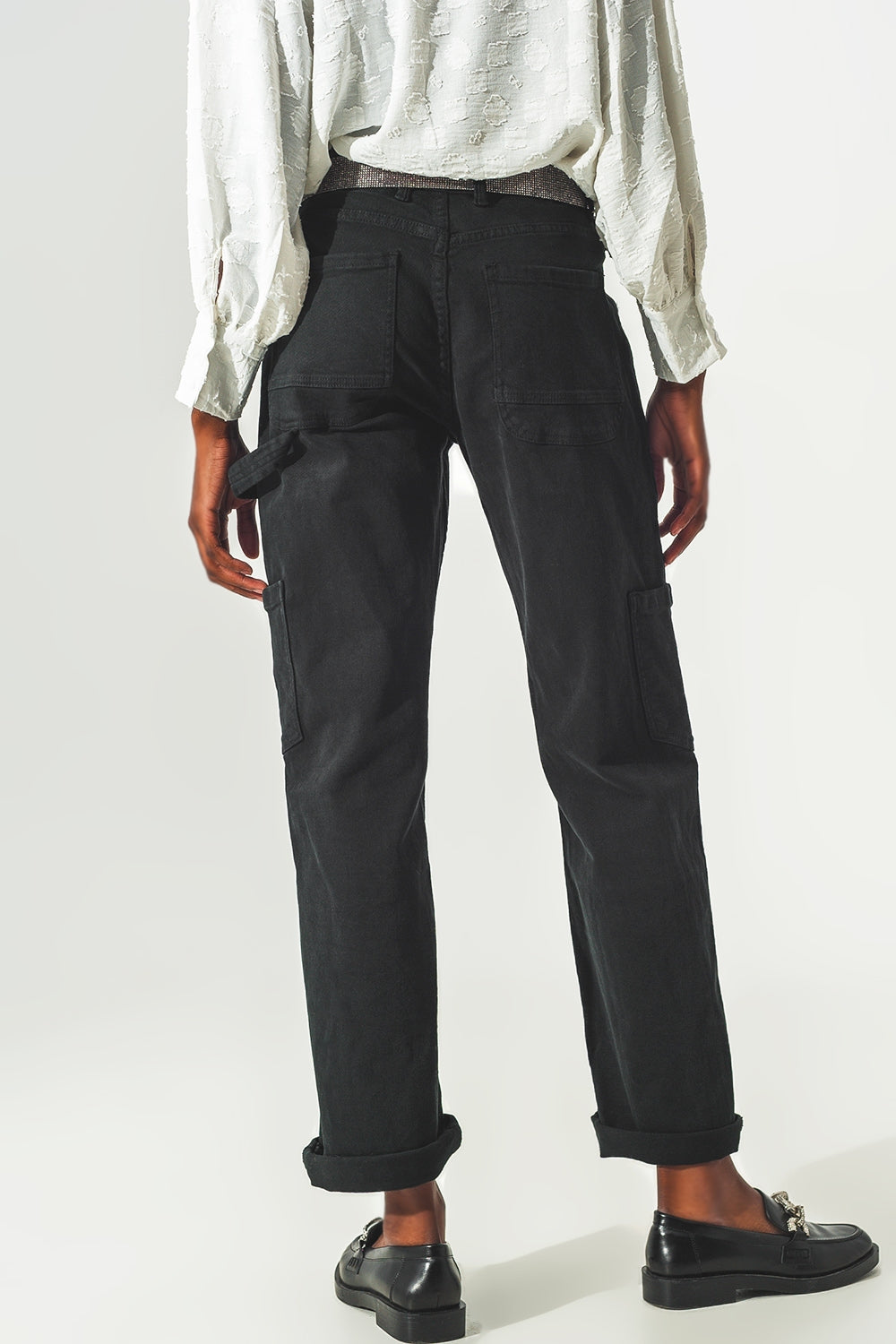 Farah Straight Leg Cargo Pants in Black