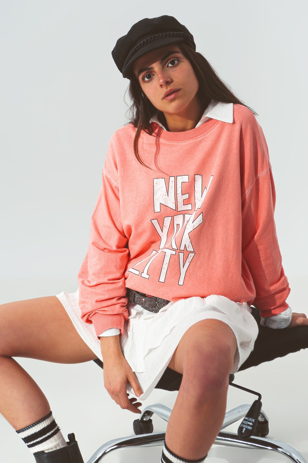Lexi Graphic New York City Sweatshirt in Coral