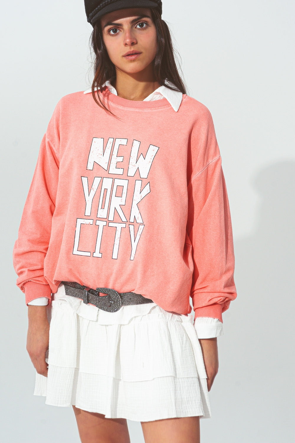 Lexi Graphic New York City Sweatshirt in Coral