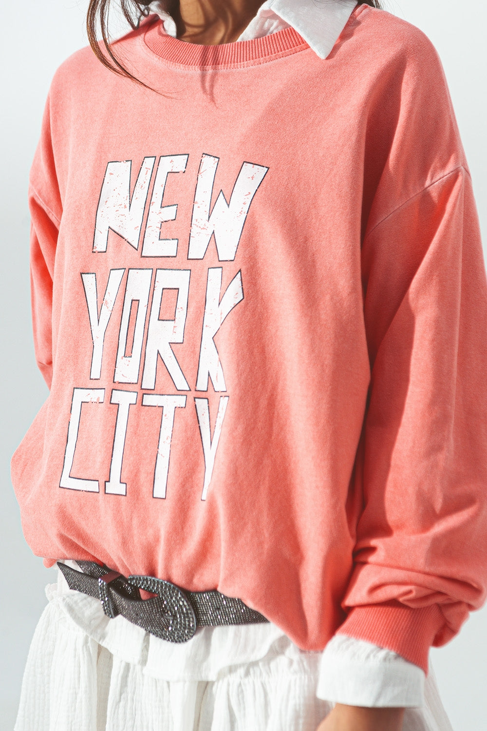 Lexi Graphic New York City Sweatshirt in Coral