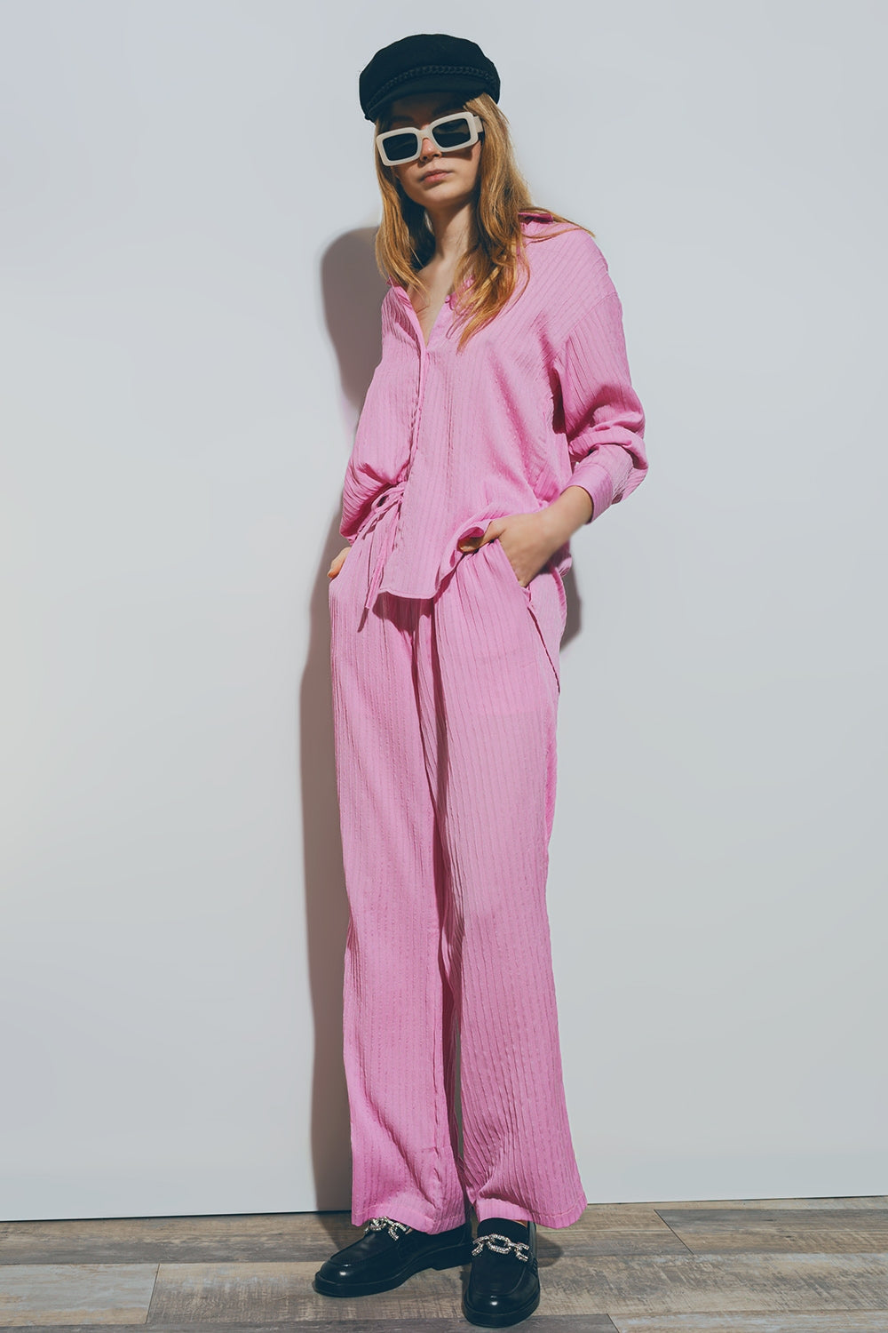 Janine Textured Shirt in Pink