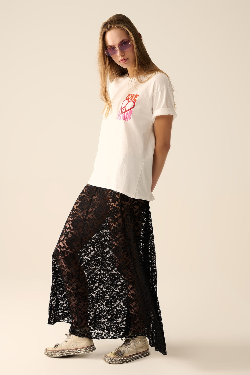 Marisol Black Lace Maxi Skirt