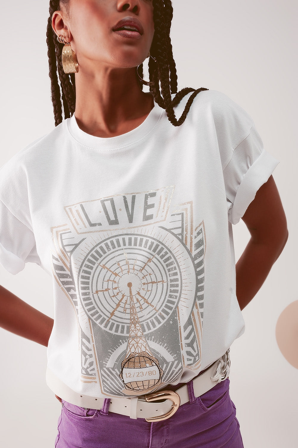 Assata Love Graphic Tee in White