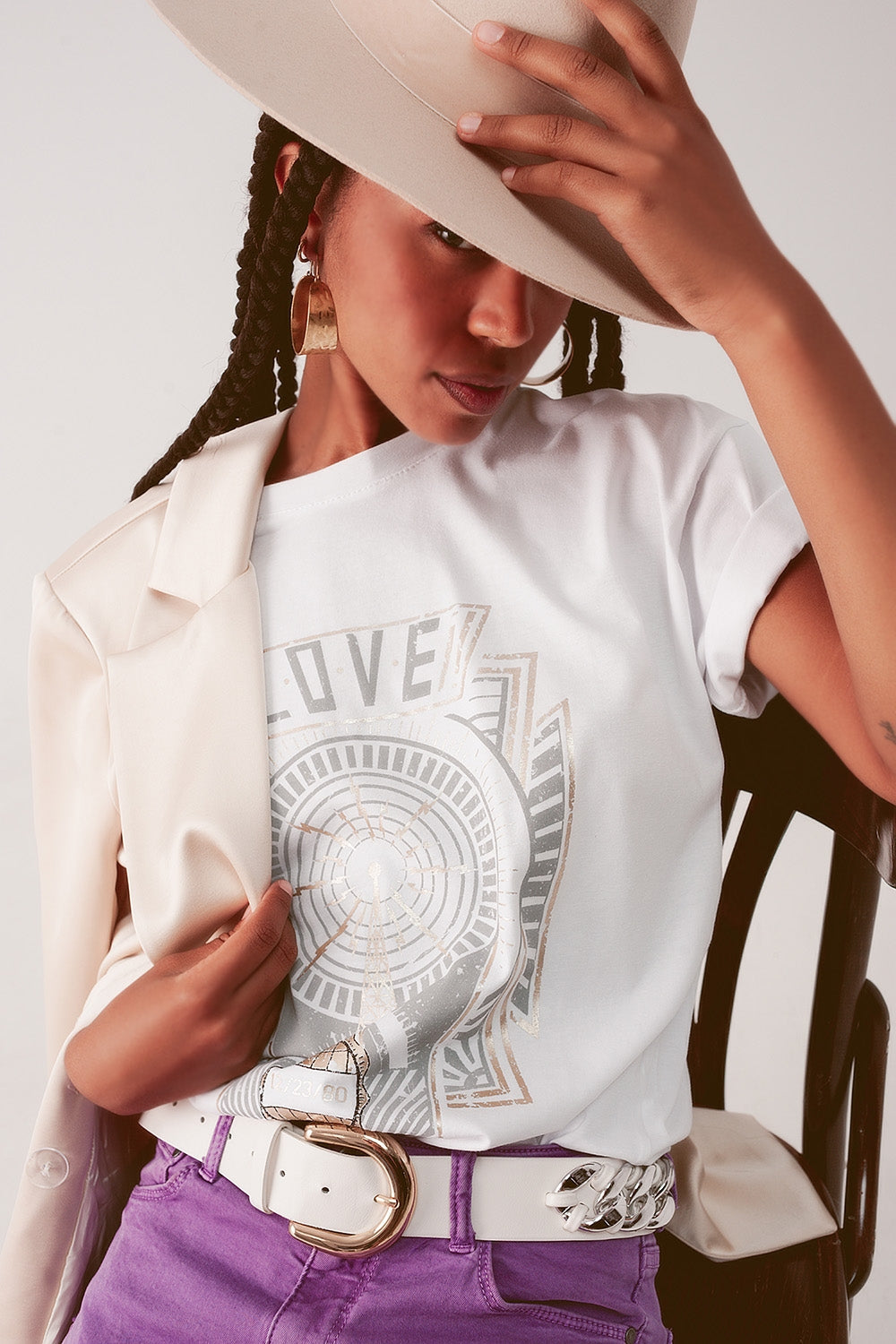 Assata Love Graphic Tee in White