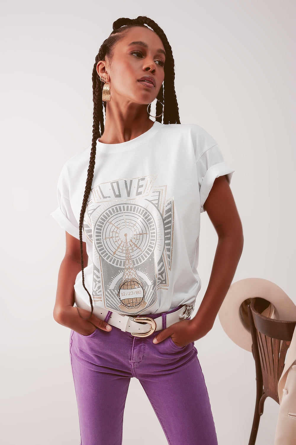 Assata Love Graphic Tee in White